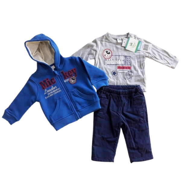 Sun City chlapecká mikina ,tričko a kalhoty/set Mickey Mouse modré