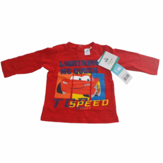 Kojenecké tričko s dlouhým rukávem Cars červené