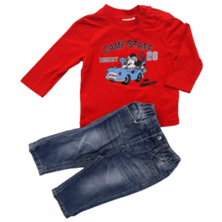 Kojenecké tričko s kalhotami Mickey Mouse červené