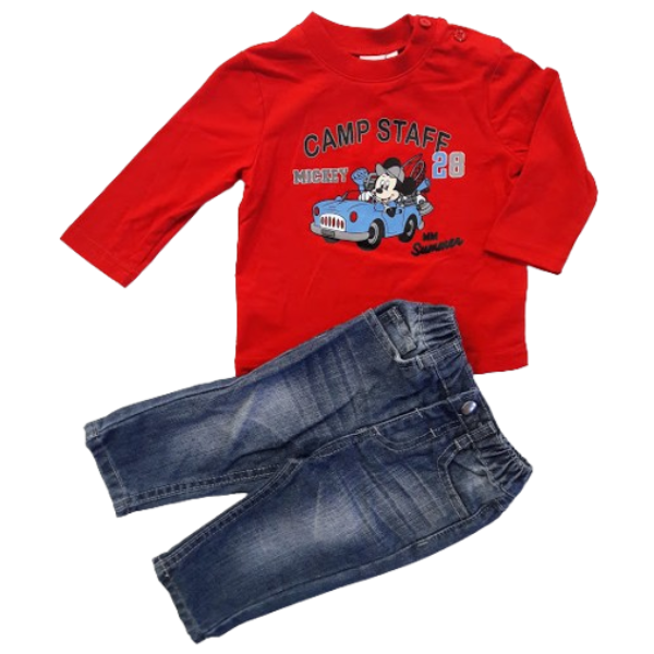 Kojenecké tričko s kalhotami Mickey Mouse červené