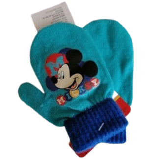 Palcové úpletové rukavice Mickey Mouse tyrkys