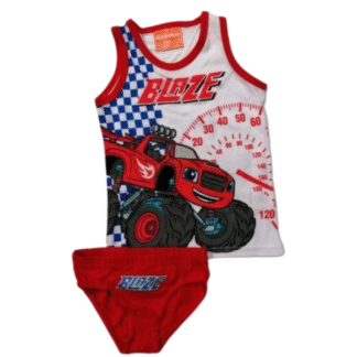 Set spodního prádla Plamínek a čtyřkoláci červ.