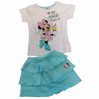 Dívčí komplet tričko a sukně Minnie tyrkys