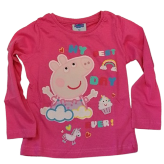 Dívčí tričko dl. rukáv Peppa Pig/Pepina tm. růžová