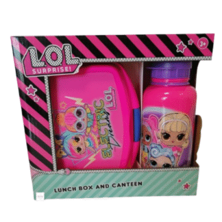 Dívčí svačinový set láhev růžová+box LOL