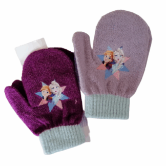 Dívčí pletené palcové rukavice Frozen fialové