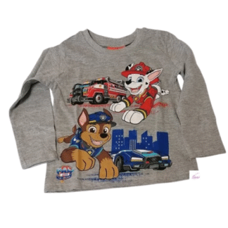 Dětské tričko s dl. rukávem Tlapková patrola šedé