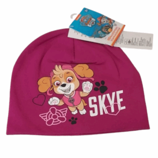 Dívčí čepice jaro/podzim Tlapková patrola tm.růžová