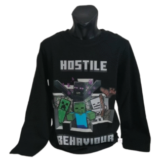 Chlapecké tričko dl.rukáv Minecraft HOSTILE černé