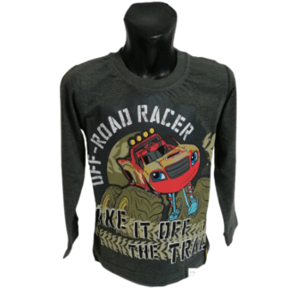 Chlapecké tričko dl.rukáv Plamínek a čtyřkoláci šedé