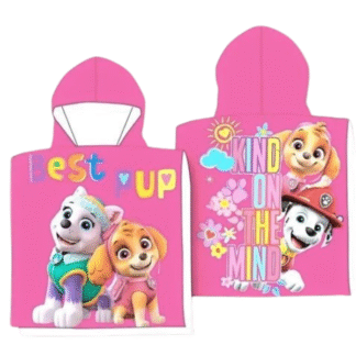 Dívčí bavlněné pončo Tlapková patrola růž.