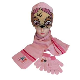 Dívčí set čepice šála rukavice Tlapková patrola sv.