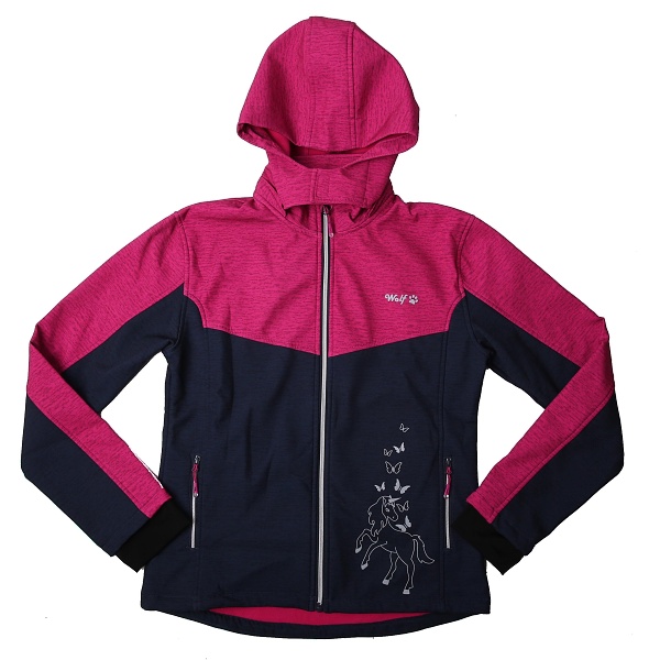 Dívčí softshellová bunda WOLF růžovočerná